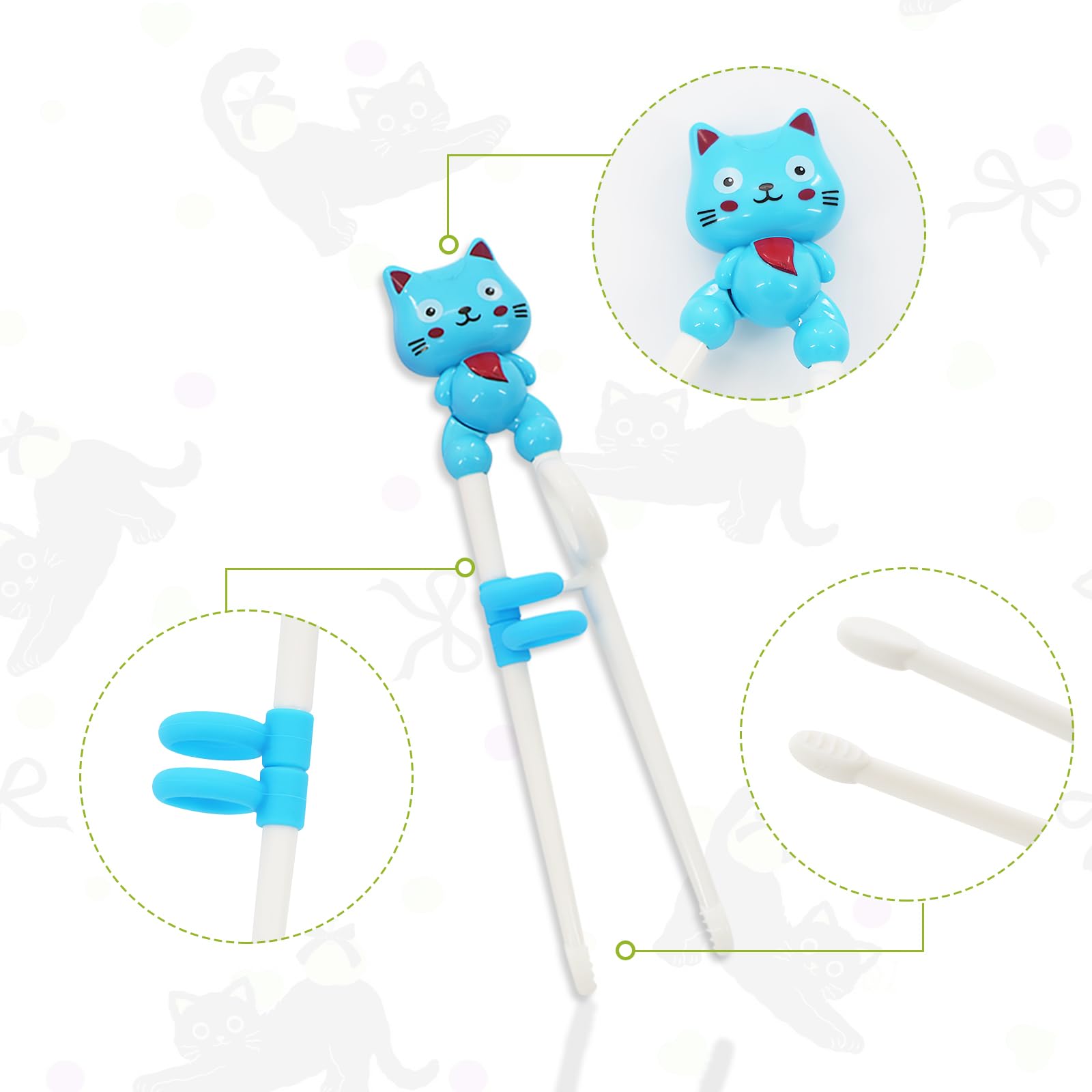 pink cat style training chopsticks for kids 7-08in