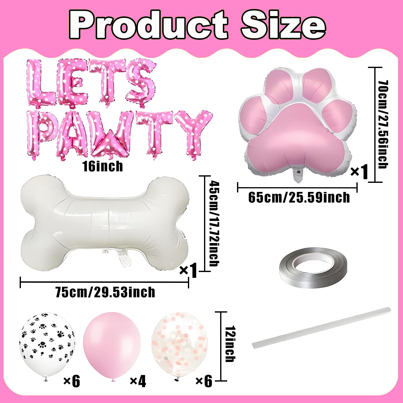 27 inch pink dog paw balloon included in the Lets Pawty set