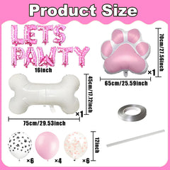 27 inch pink dog paw balloon included in the Lets Pawty set