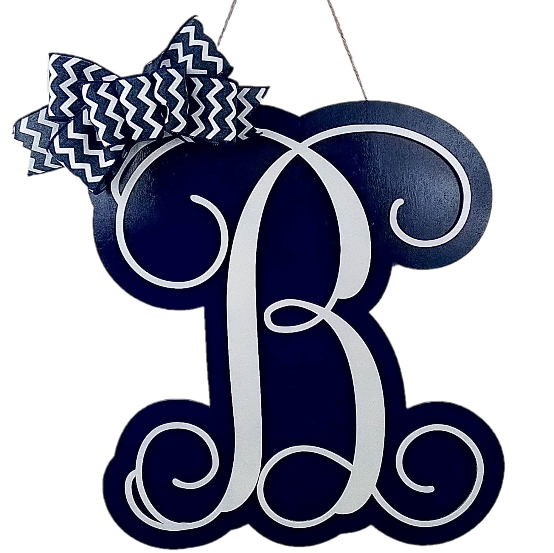 Pink Door Wreaths letter door hanger with monogram