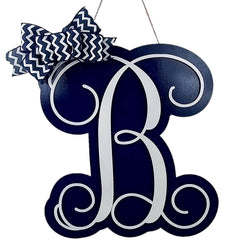 Pink Door Wreaths letter door hanger with monogram