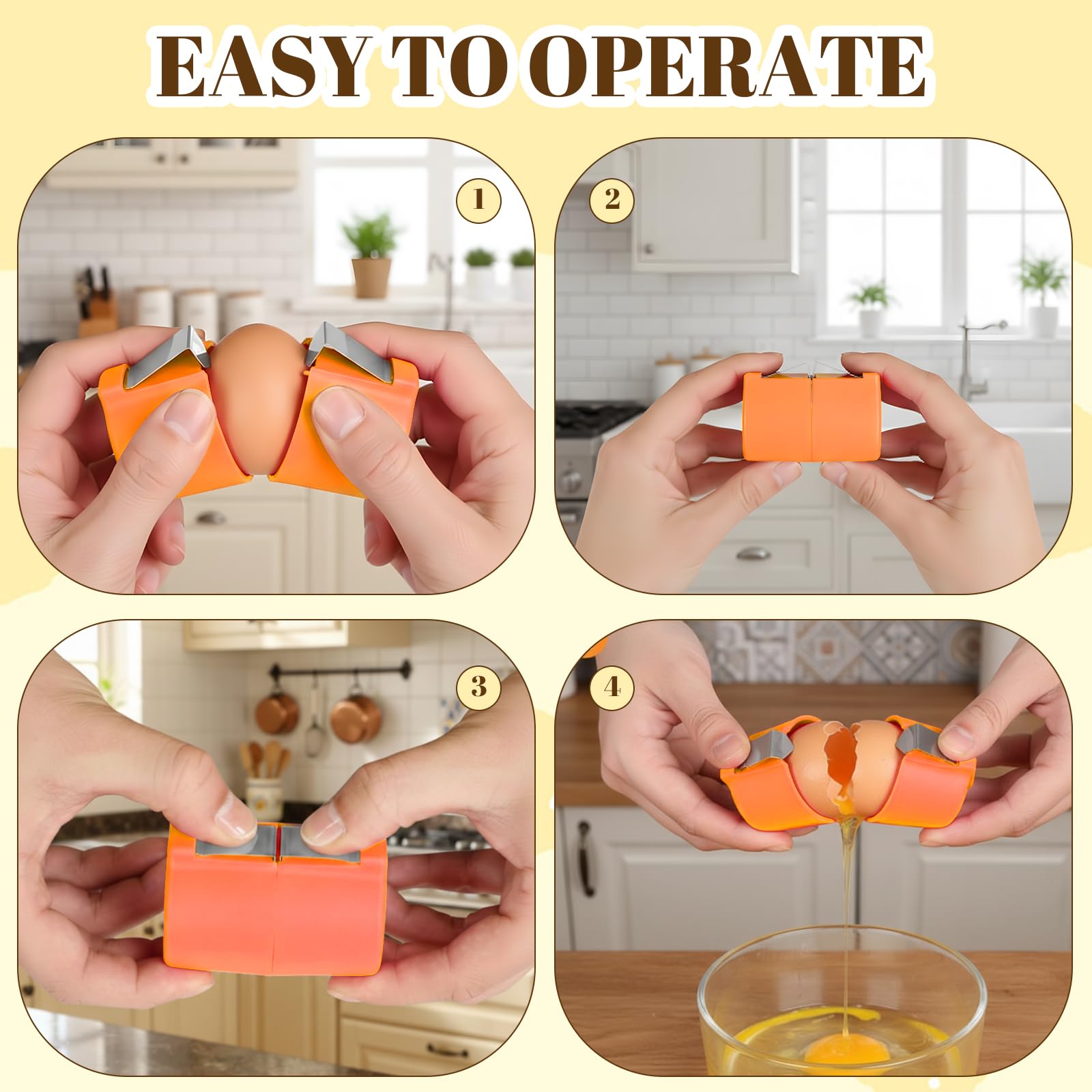 Orange stainless steel egg shell opener