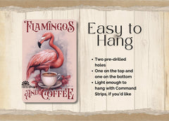 Brushed aluminum Flamingo Coffee Sign 8x12