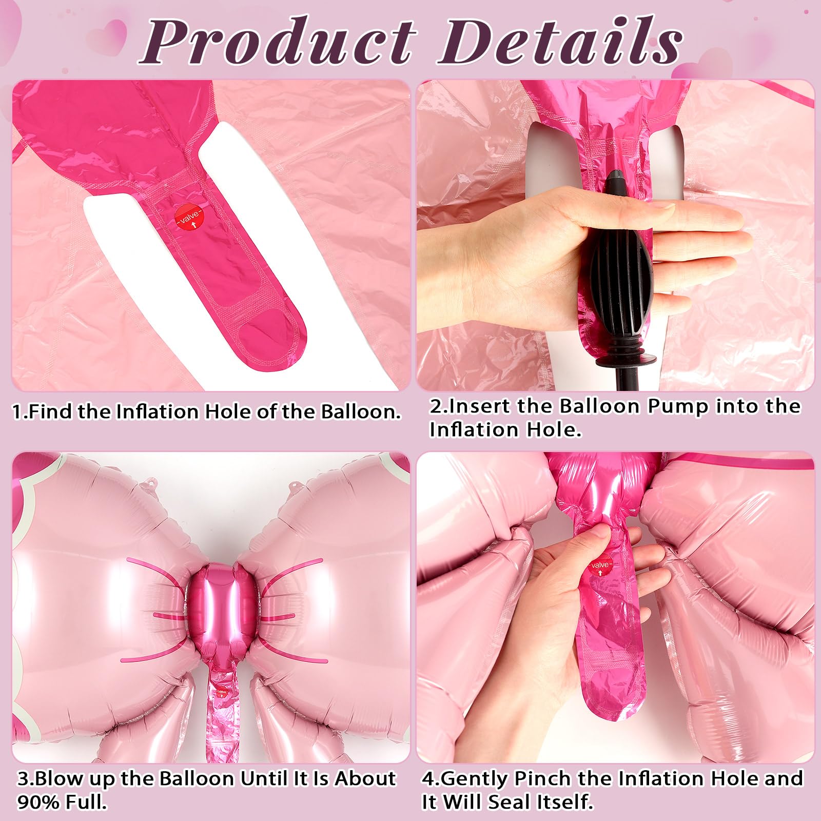 36 inch pink bow foil balloons