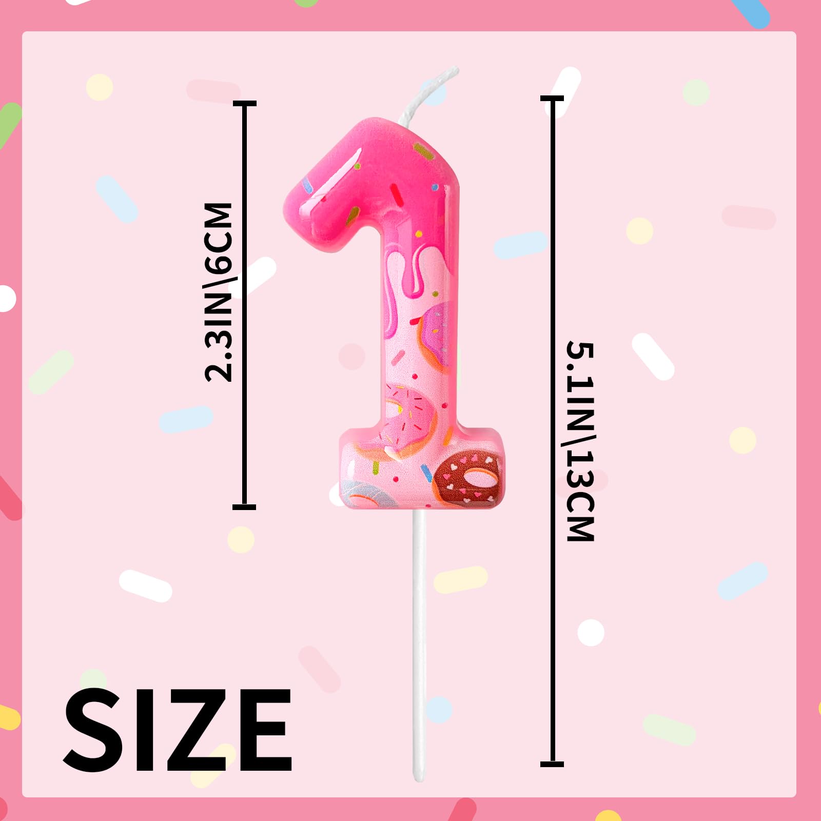 Pink frosting confetti pattern candle with sugar crumb details