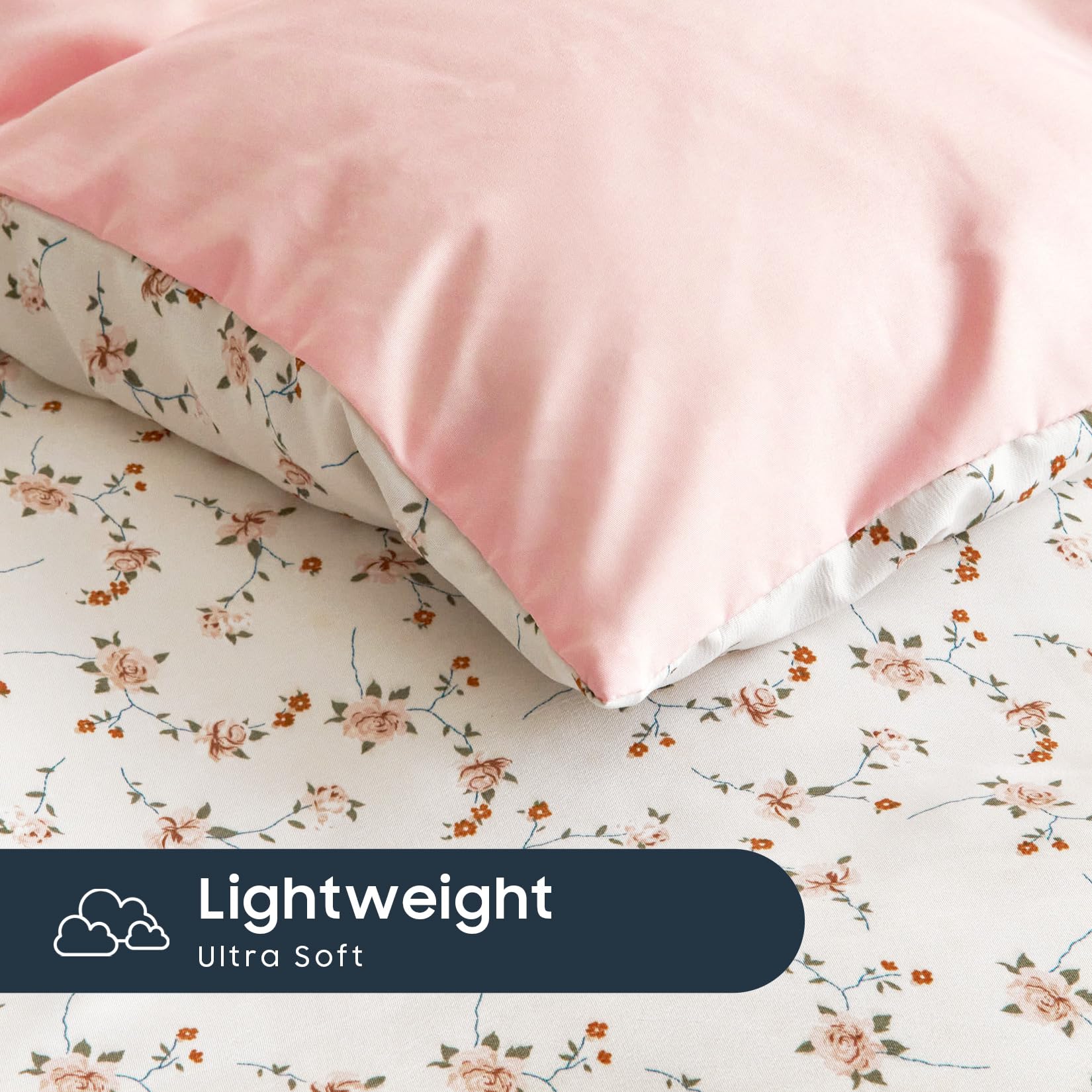 Wake In Cloud 3 piece pink comforter set in a bedroom setup