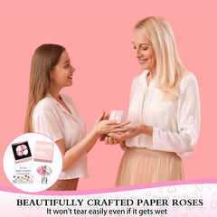 small pink gift box includes card and rose