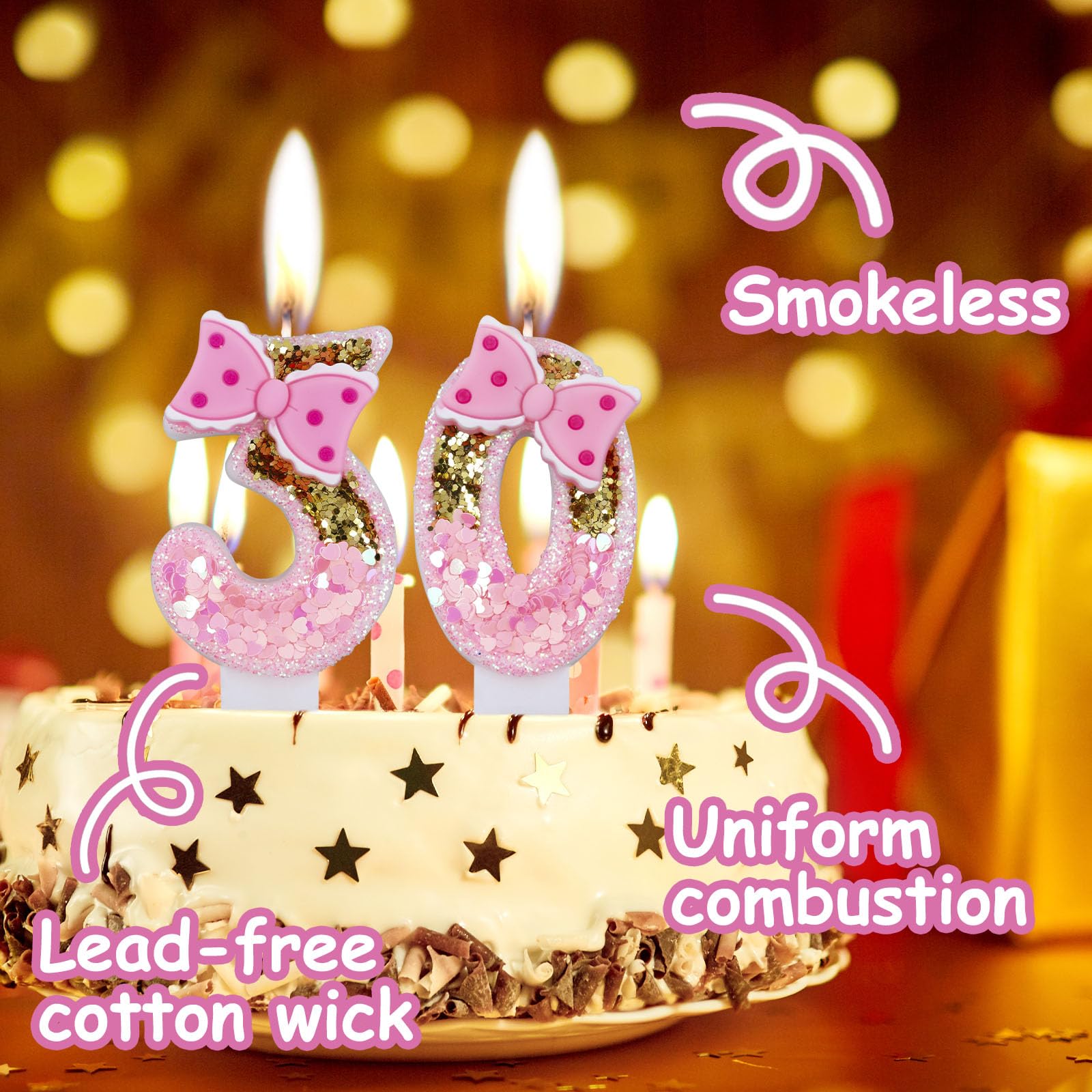 Pink gold glitter birthday candle number 5