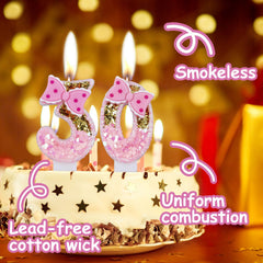 Pink gold glitter birthday candle number 5