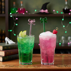 Pink and green bow swizzle sticks for drinks FoldTier