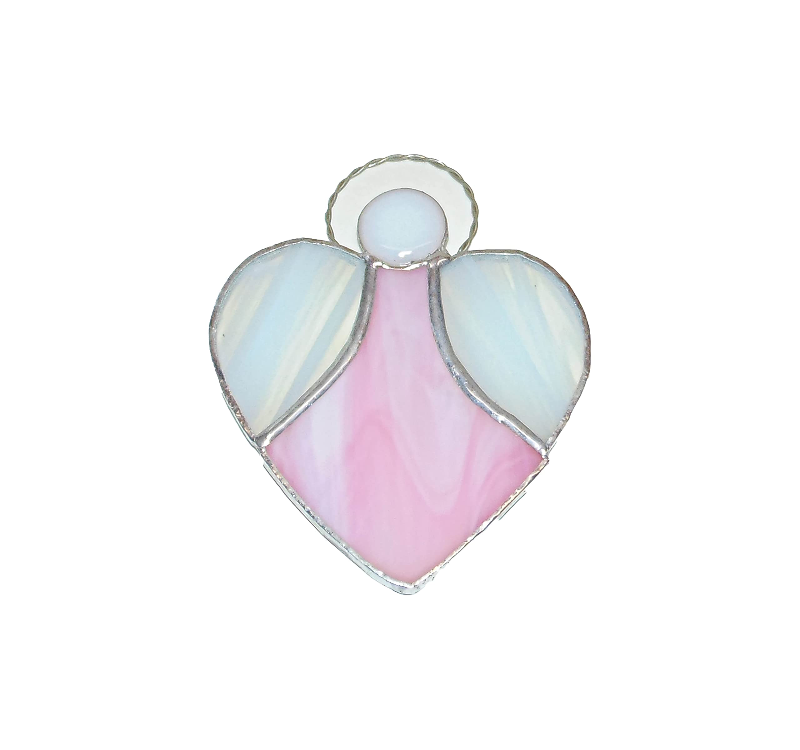 Pink heart angel ornament display option