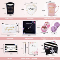 Pink marble ceramic coffee mug included in Jumway gift basket