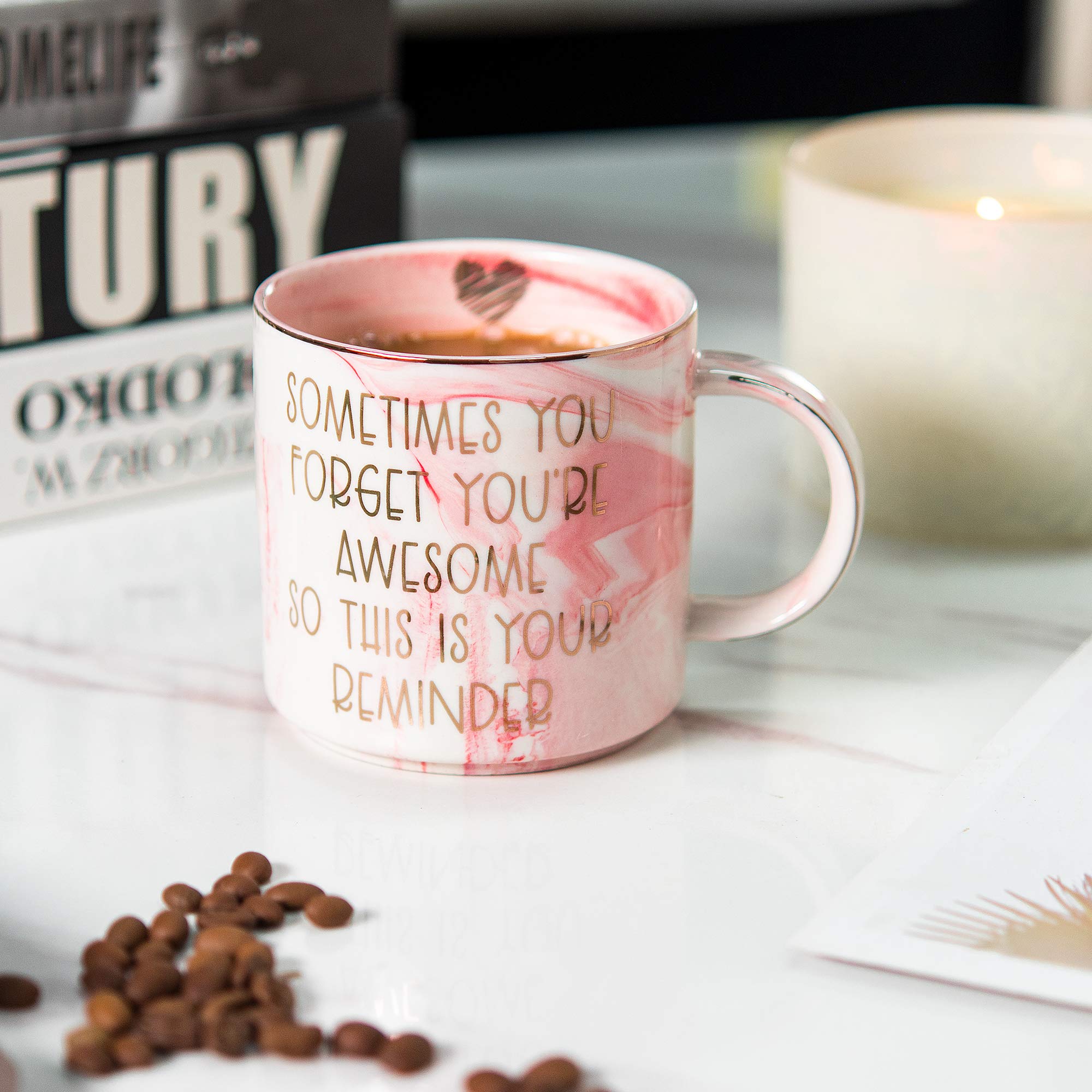 Elegant ceramic mug with gold heart on inner lip