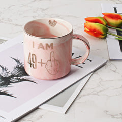 Pink marble coffee mug turning 50 gift by Hendson