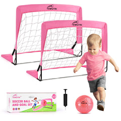 Pink mini soccer goals set for kids