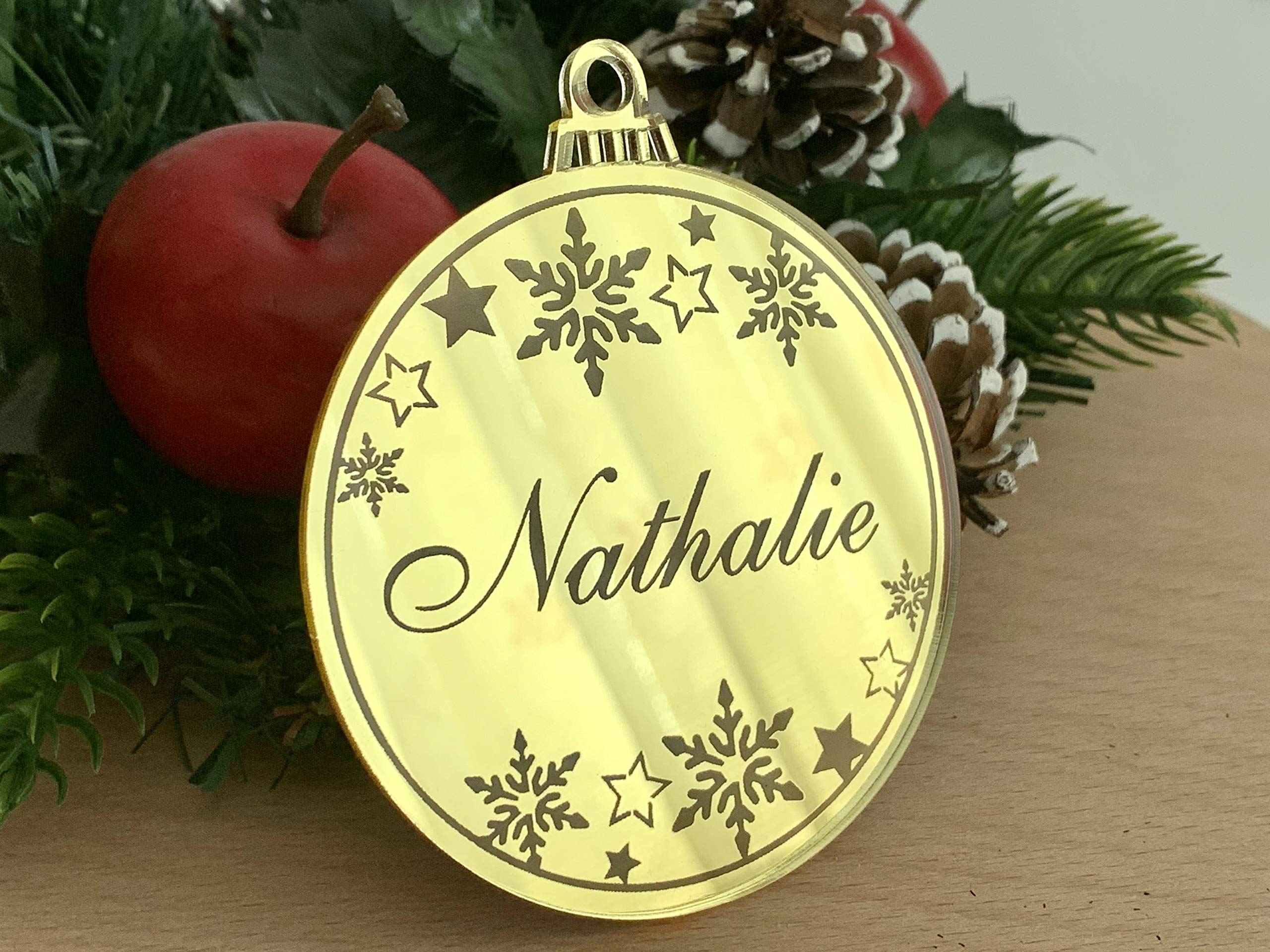 Pink mirror ornament for personalized Christmas tree