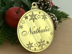 Pink mirror ornament for personalized Christmas tree