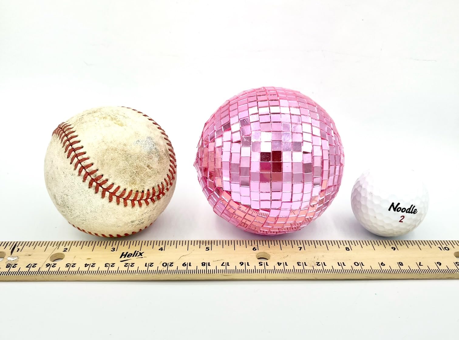 Pink Mosaic Mirror Ball in a decorative bowl centerpiece display