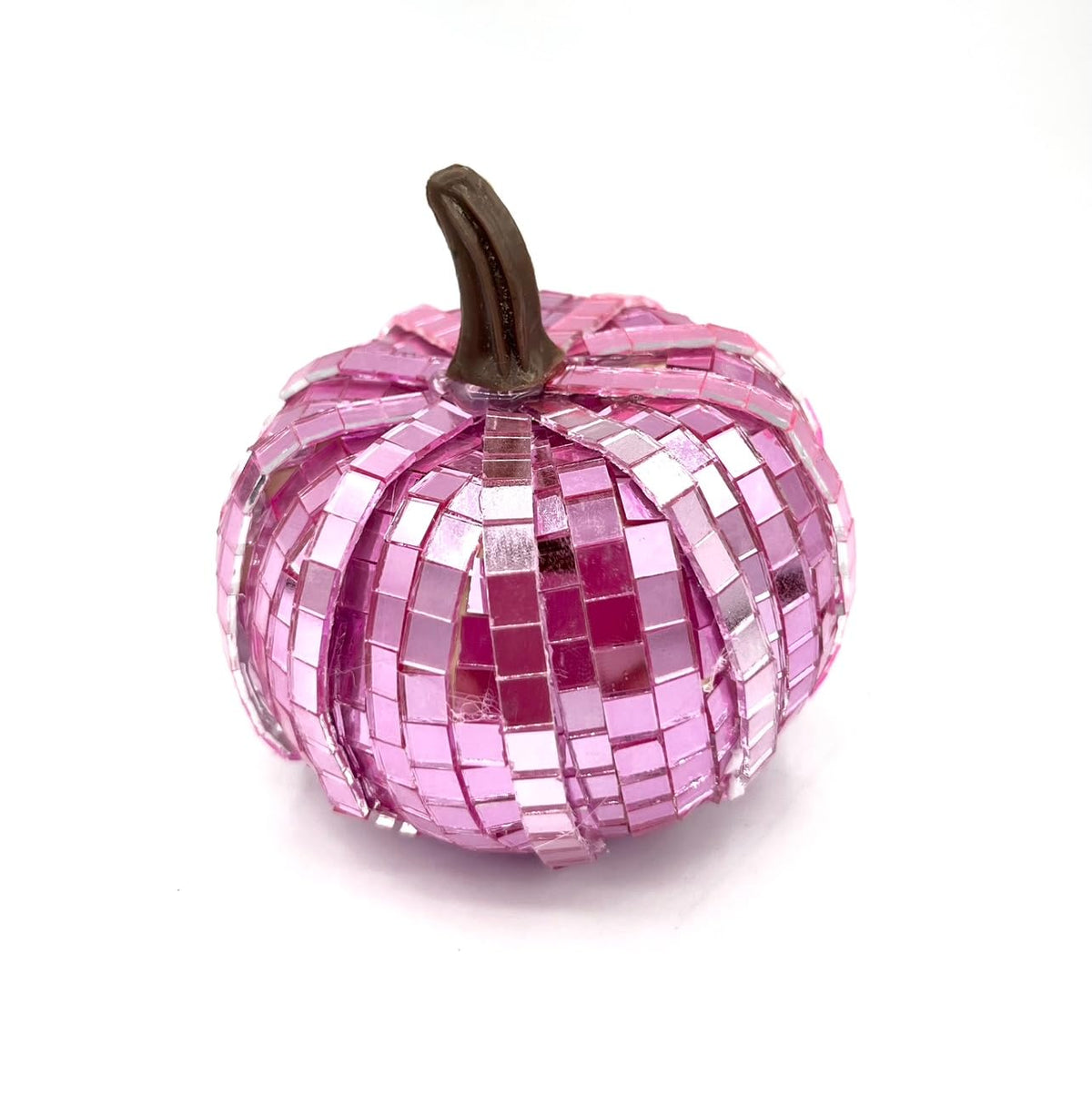 Pink mosaic pumpkin 2.5 inch diameter with 5mm disco tiles