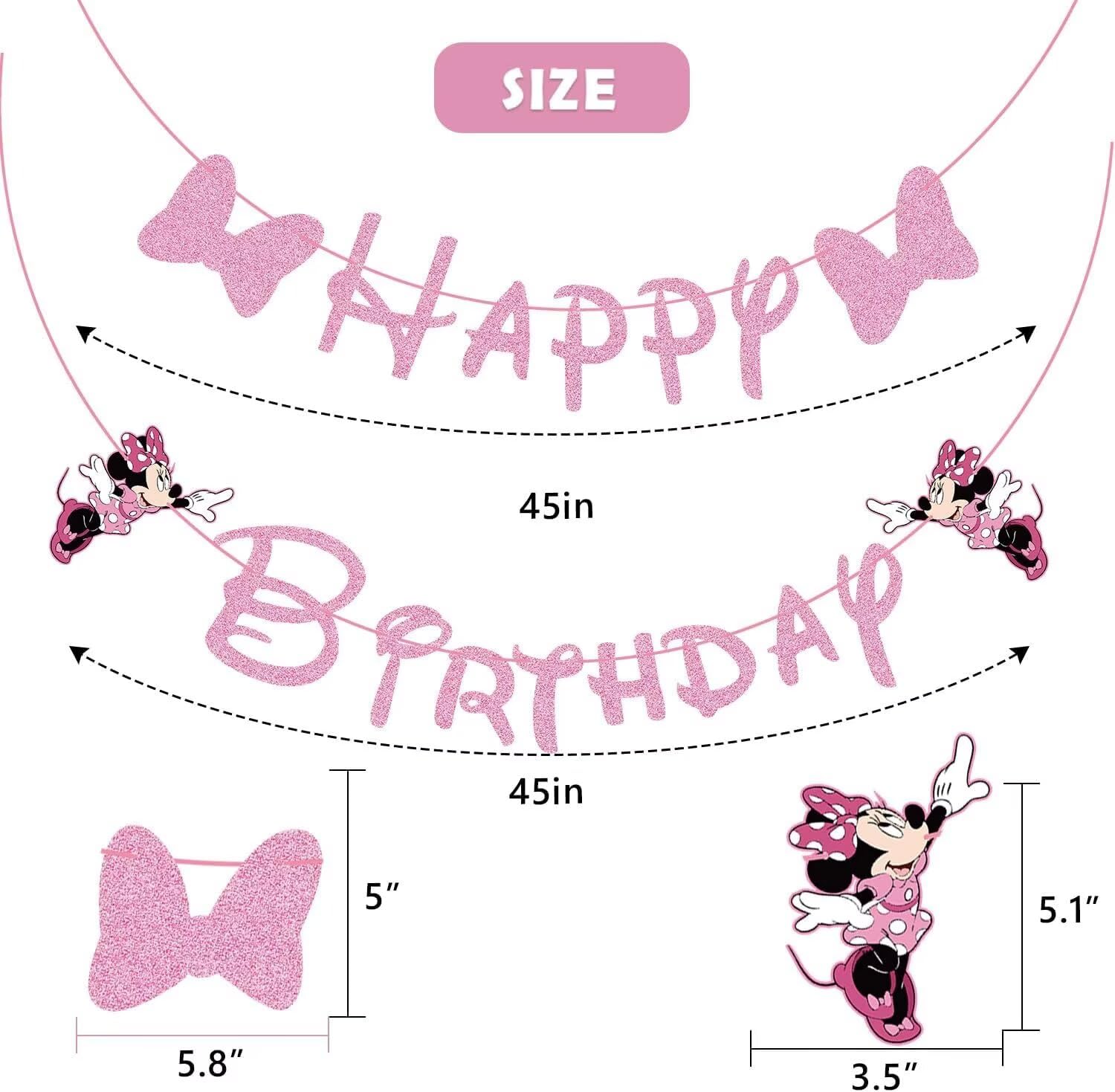 Princess themed pink birthday banner with bows