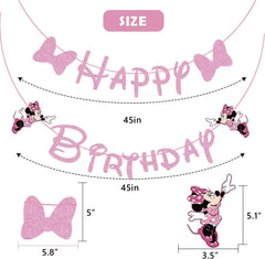 Princess themed pink birthday banner with bows