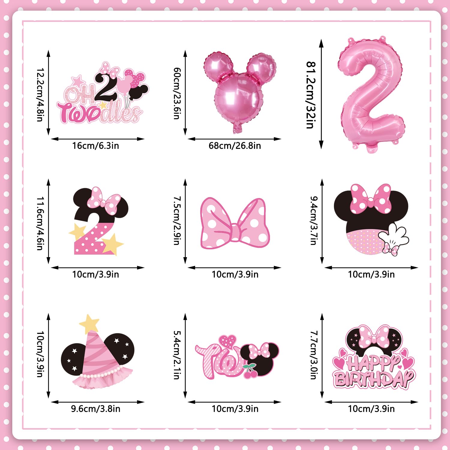 pink mouse birthday tableware 108pcs plates napkins cups