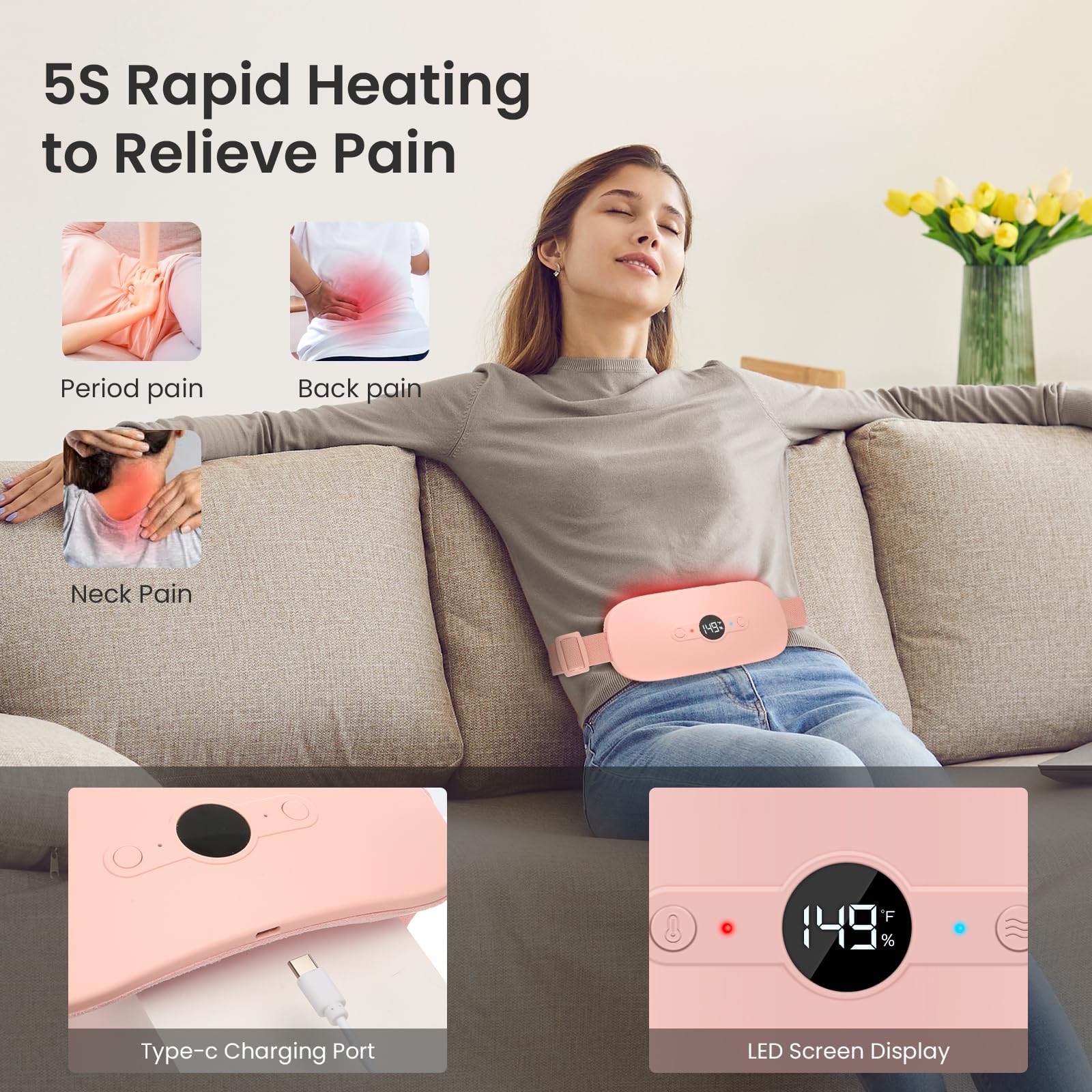 NOWWISH heating pad LED display 6 heat levels and 6 modes