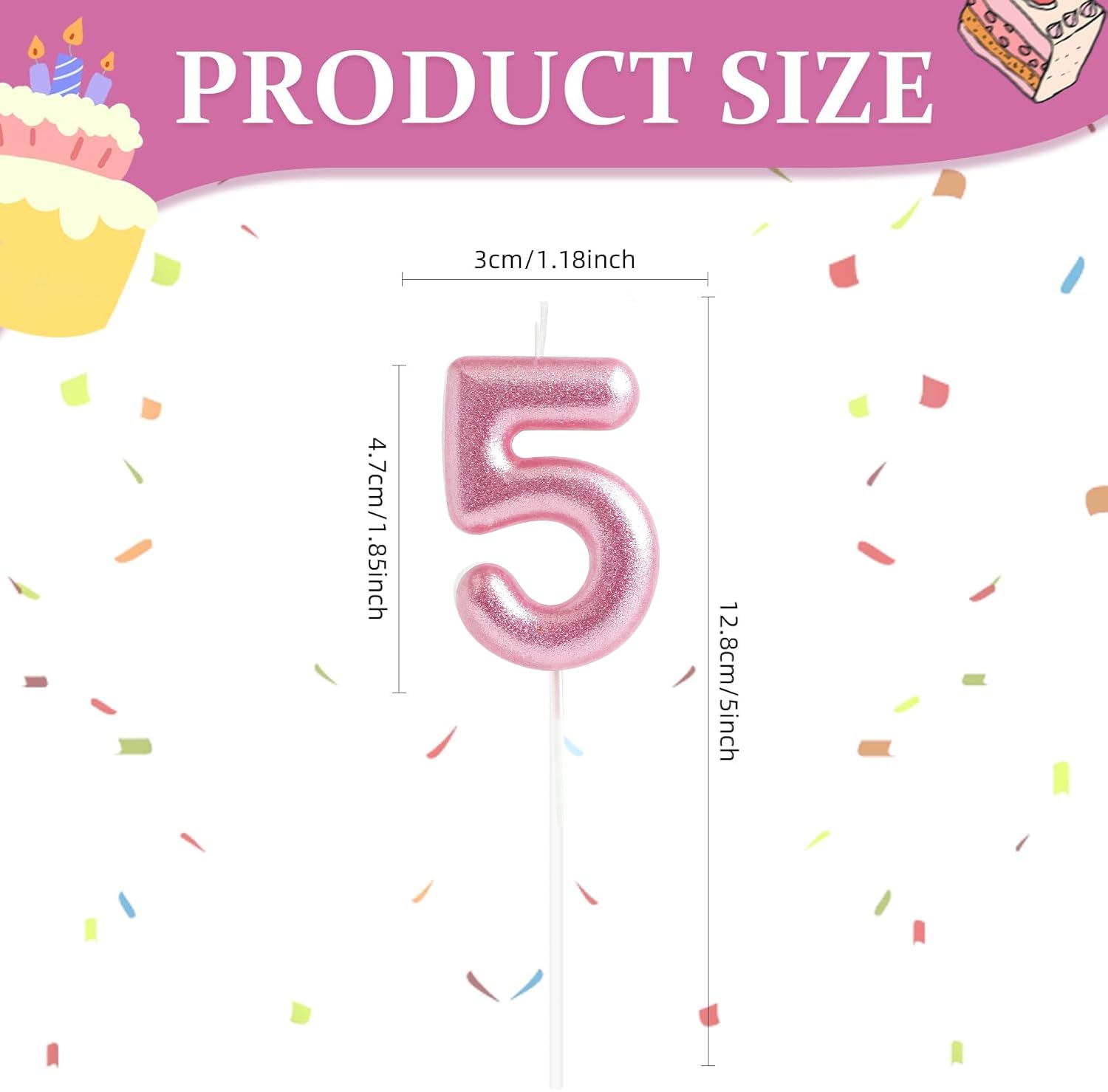 Pink birthday candles for cake toppers close up