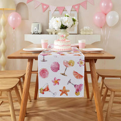 pink orange table runner for sunset party decor