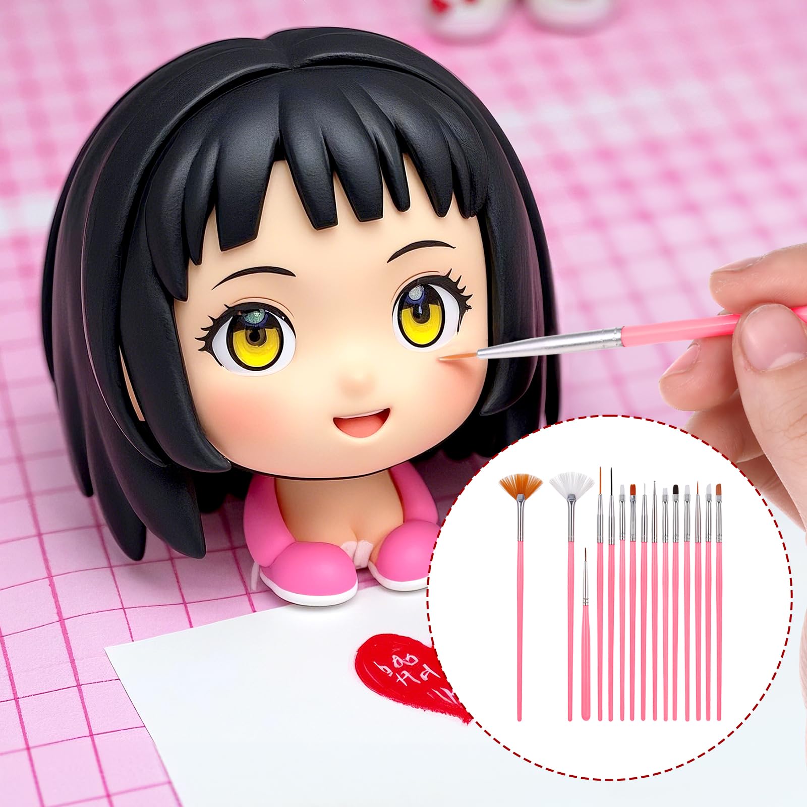 Pink pastry brush set for decorating desserts and crafts