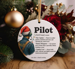 Pilot Definition Christmas Ornament 3-inch white ceramic aviator image