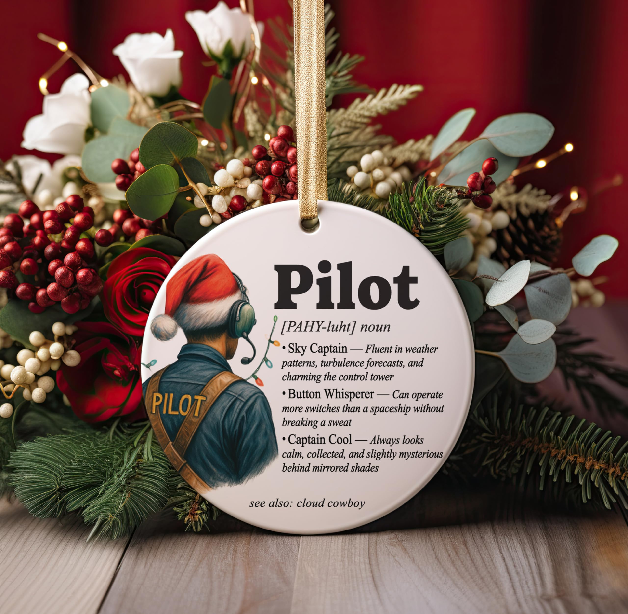 Gift-ready ornament with red and gold ribbon and box