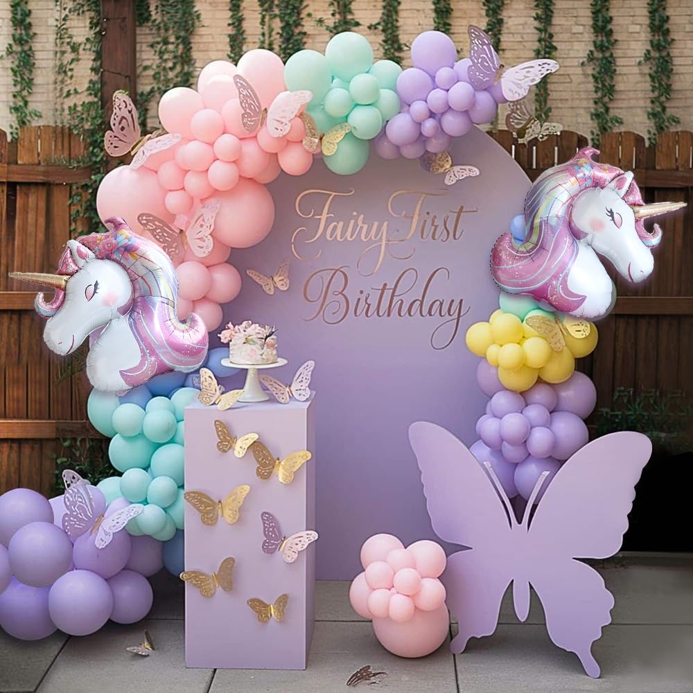 Pink purple unicorn balloons for girls party decor