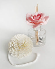 Two pink rose mulberry paper flowers included with Sweet Sola diffuser