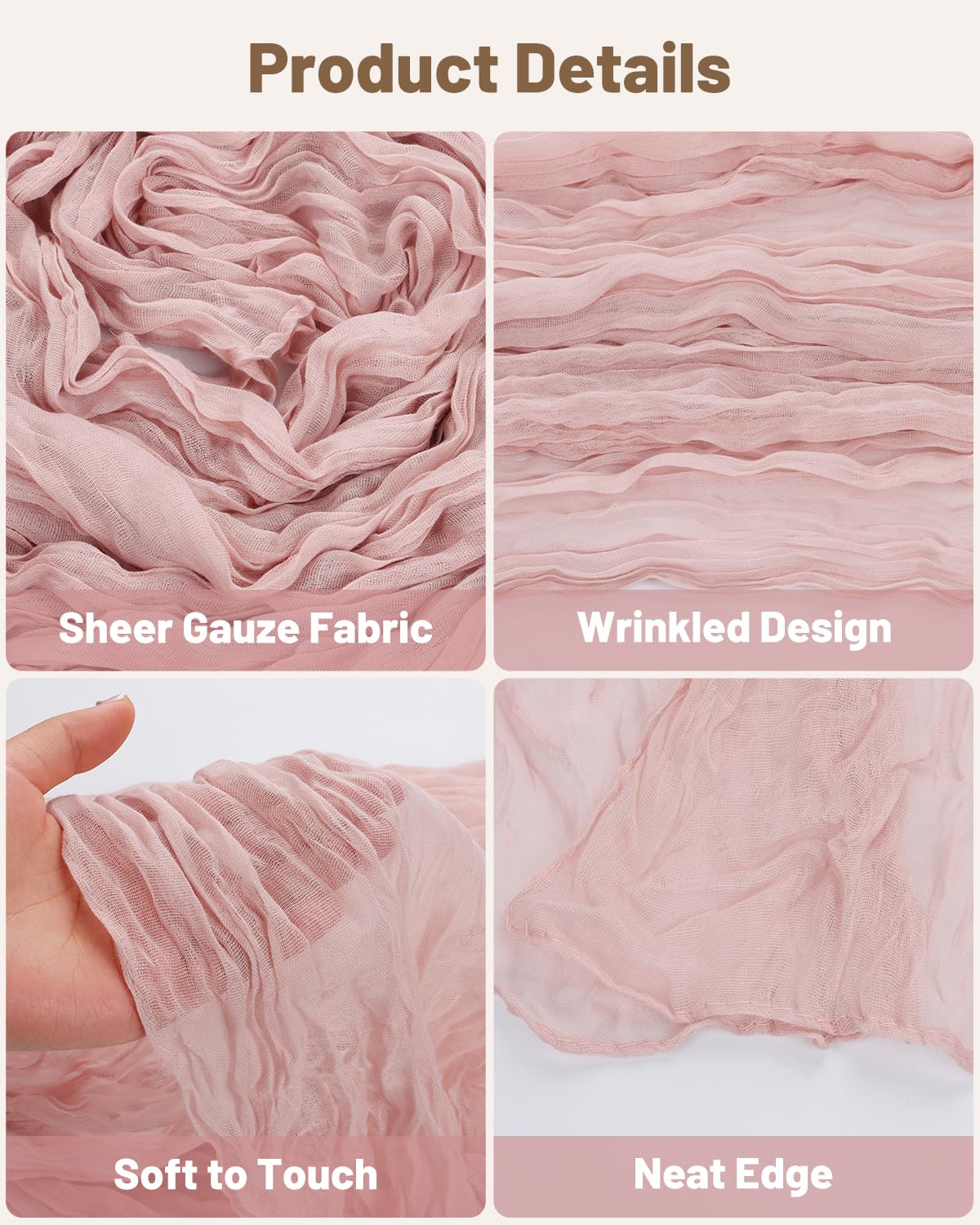 Party decor light pink cheesecloth table runner 17 x 108 inches