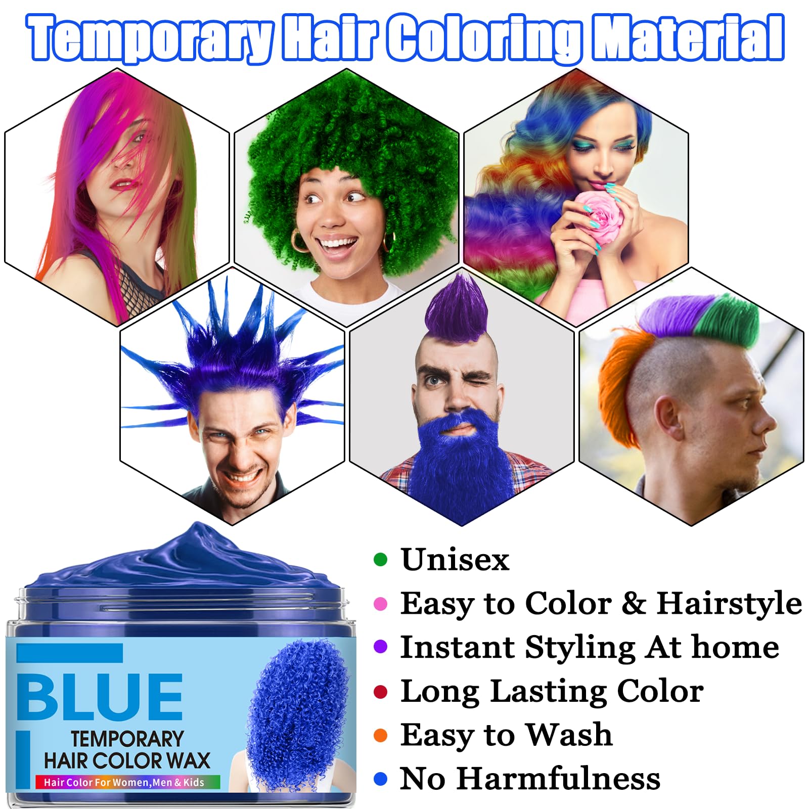 Pink color wax from the six color temporary hair color wax set