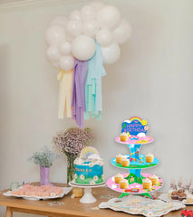 Pink theme party decor cupcake stand with cartoon design
