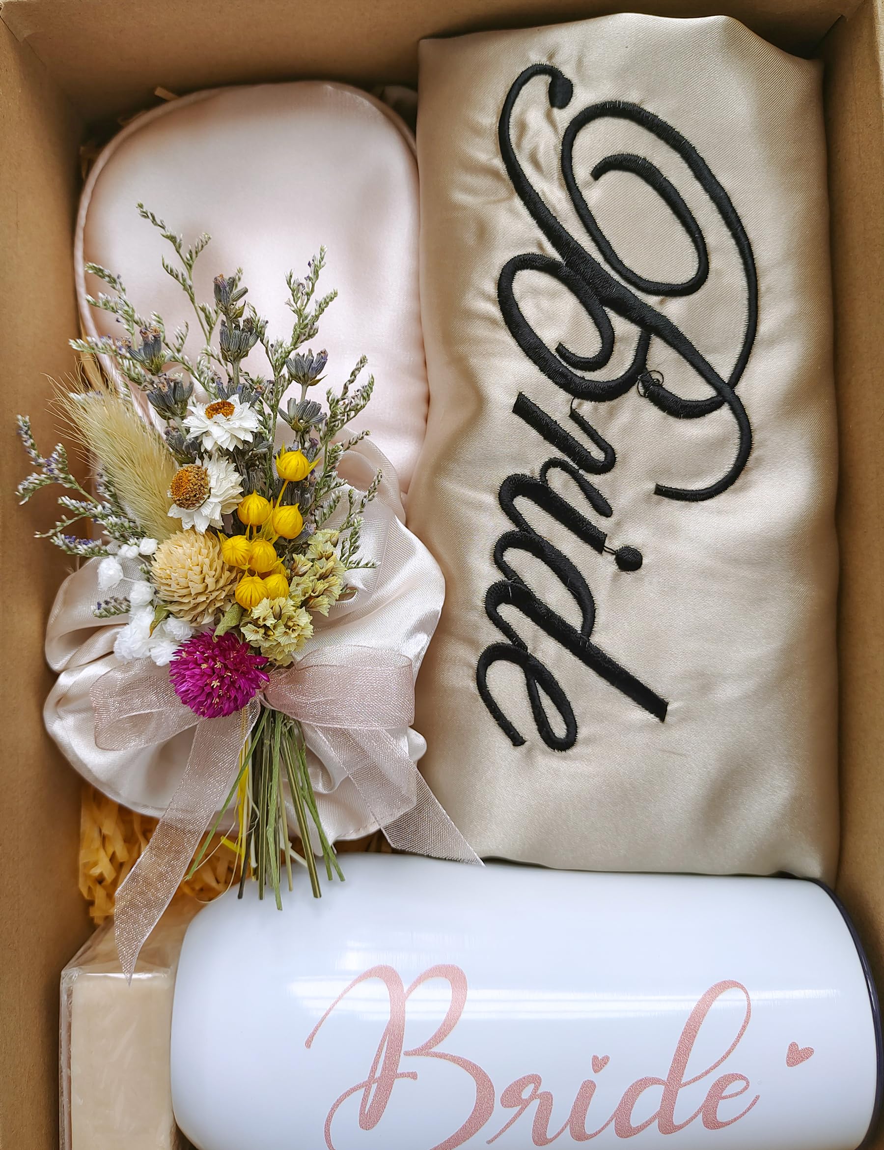 Pink dried flower bouquet set 6 pieces image shows variety