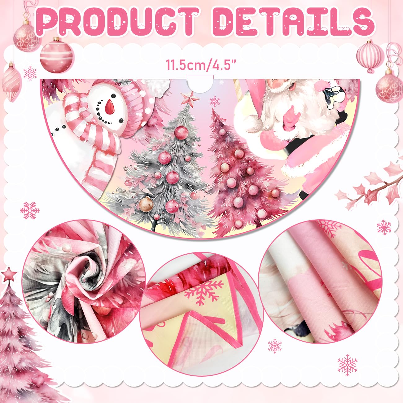 Hides tree stand and cords on pink tree skirt
