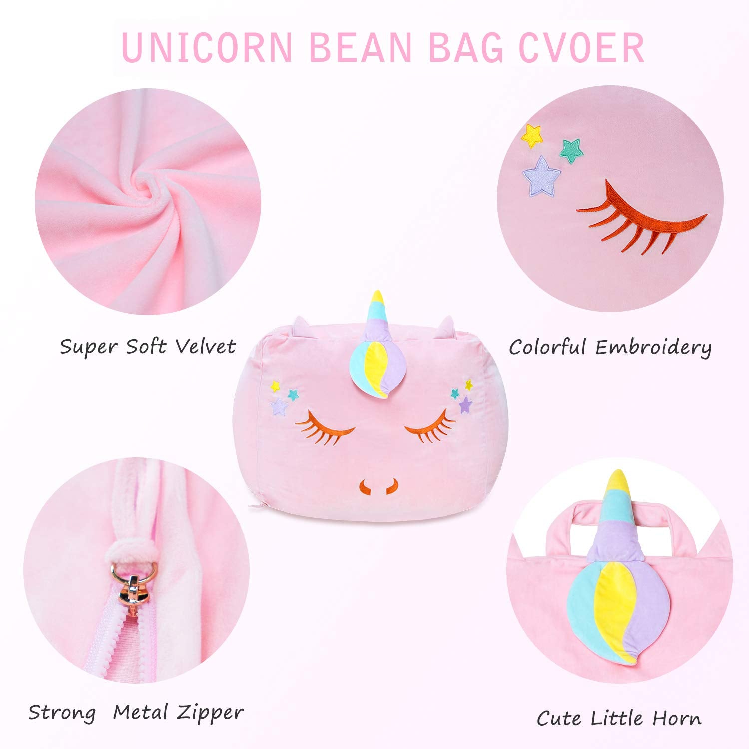 Large cover size 24 by 24 by 19.5 inches stores up to 90 plush toys