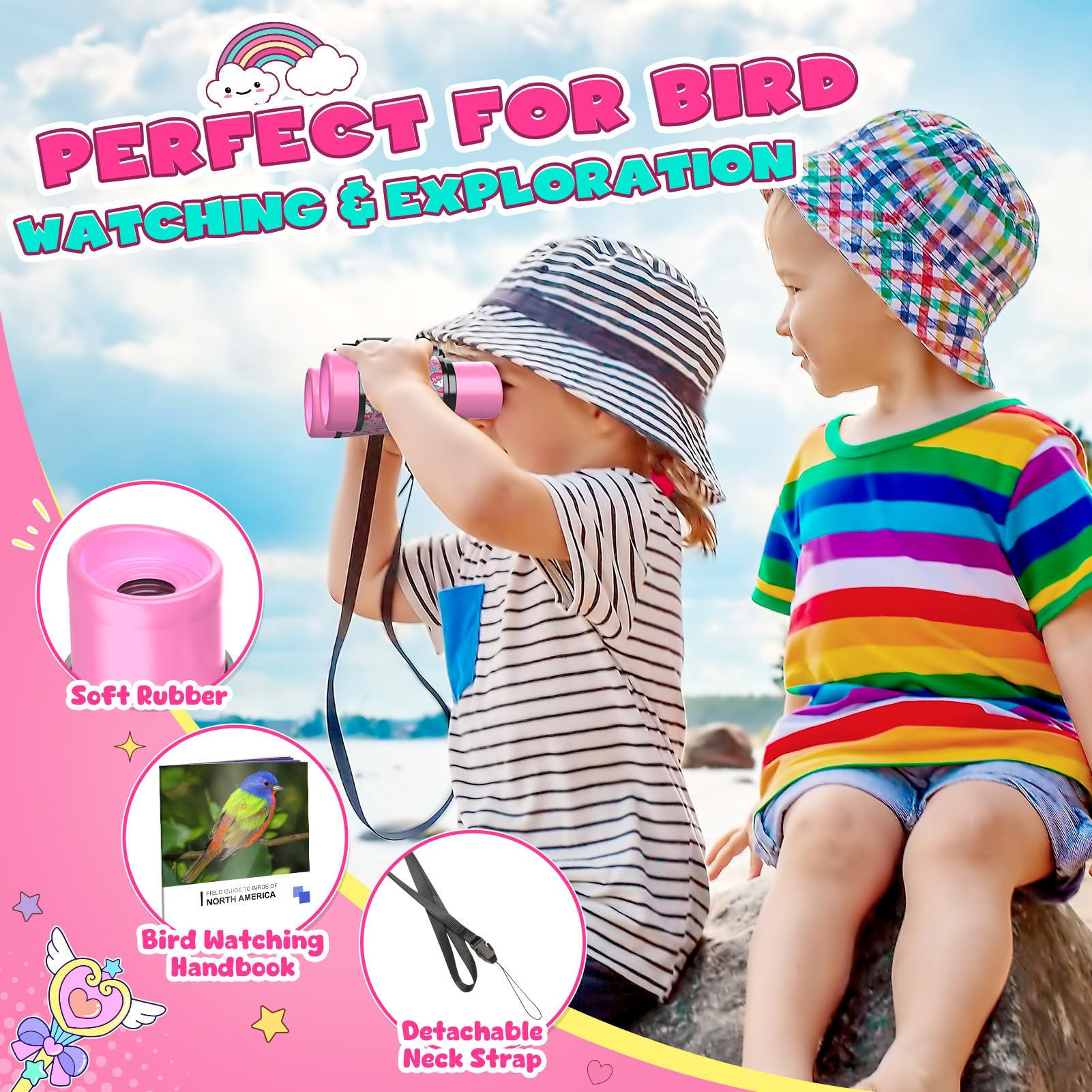 Unicorn Binoculars Toys for Kids pink color with carrying bag