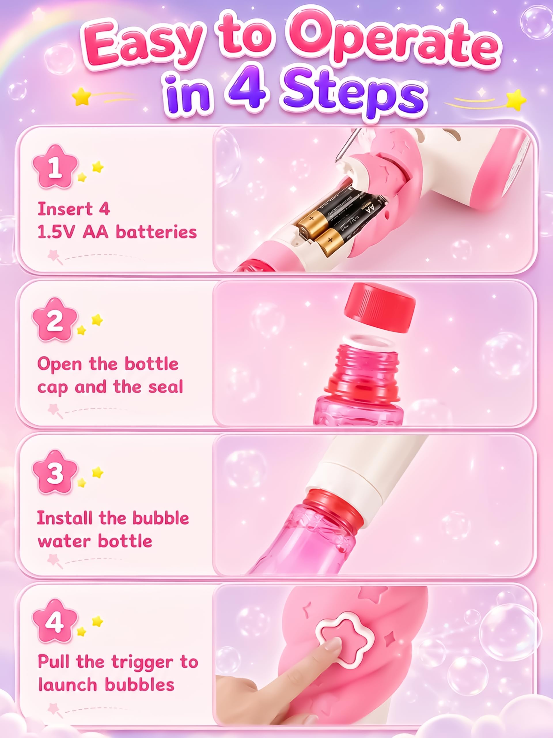 Pink unicorn bubble wand gift for little princesses