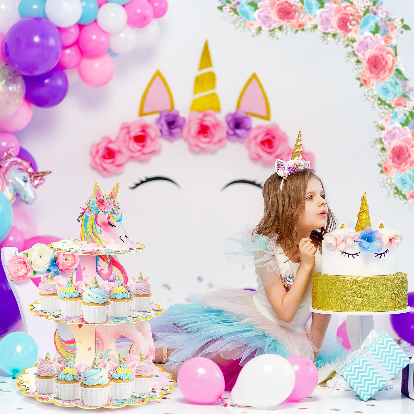 Sturdy cardboard construction for unicorn party decor