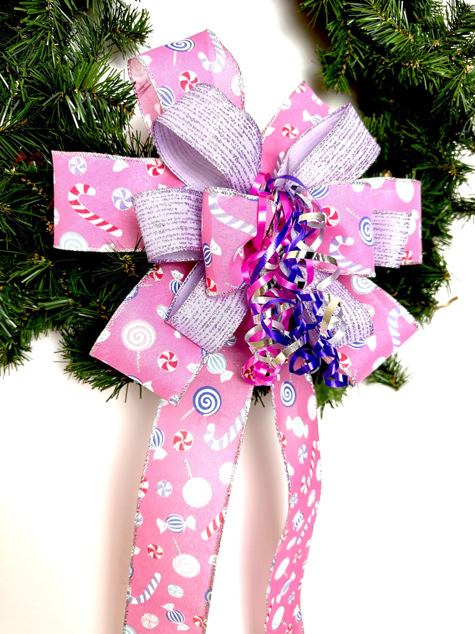 Handmade in USA Pink Whimsy Candy Bow with wired edging