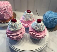Pink and white bubblegum fake cupcakes by Dezicakes