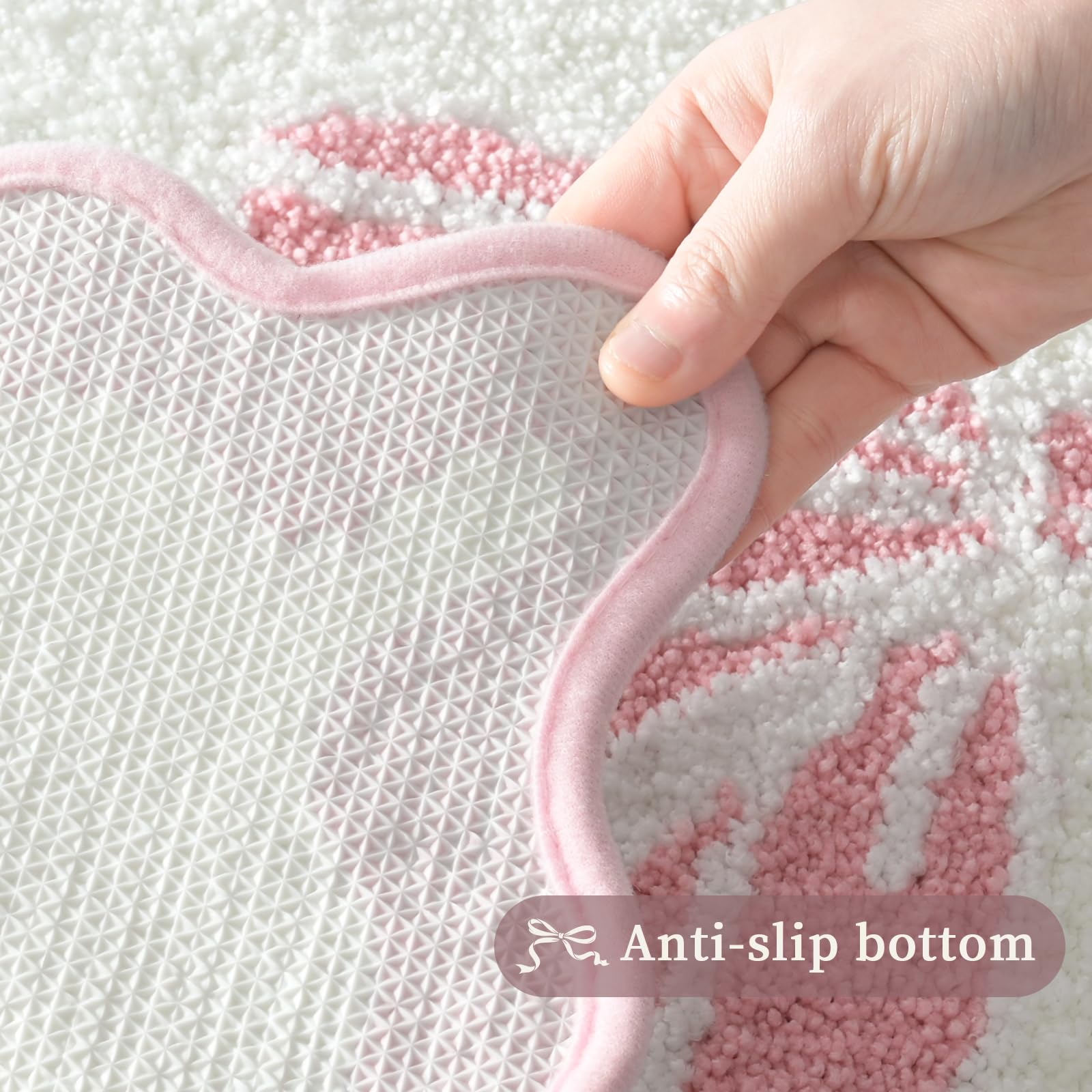 Non slip backing pink bath rug Anybar Bow Bath Mat