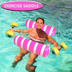 Pink white water hammock pool float 45 x 27 inches