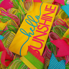 Close up pink yellow multicolor mesh with ribbons