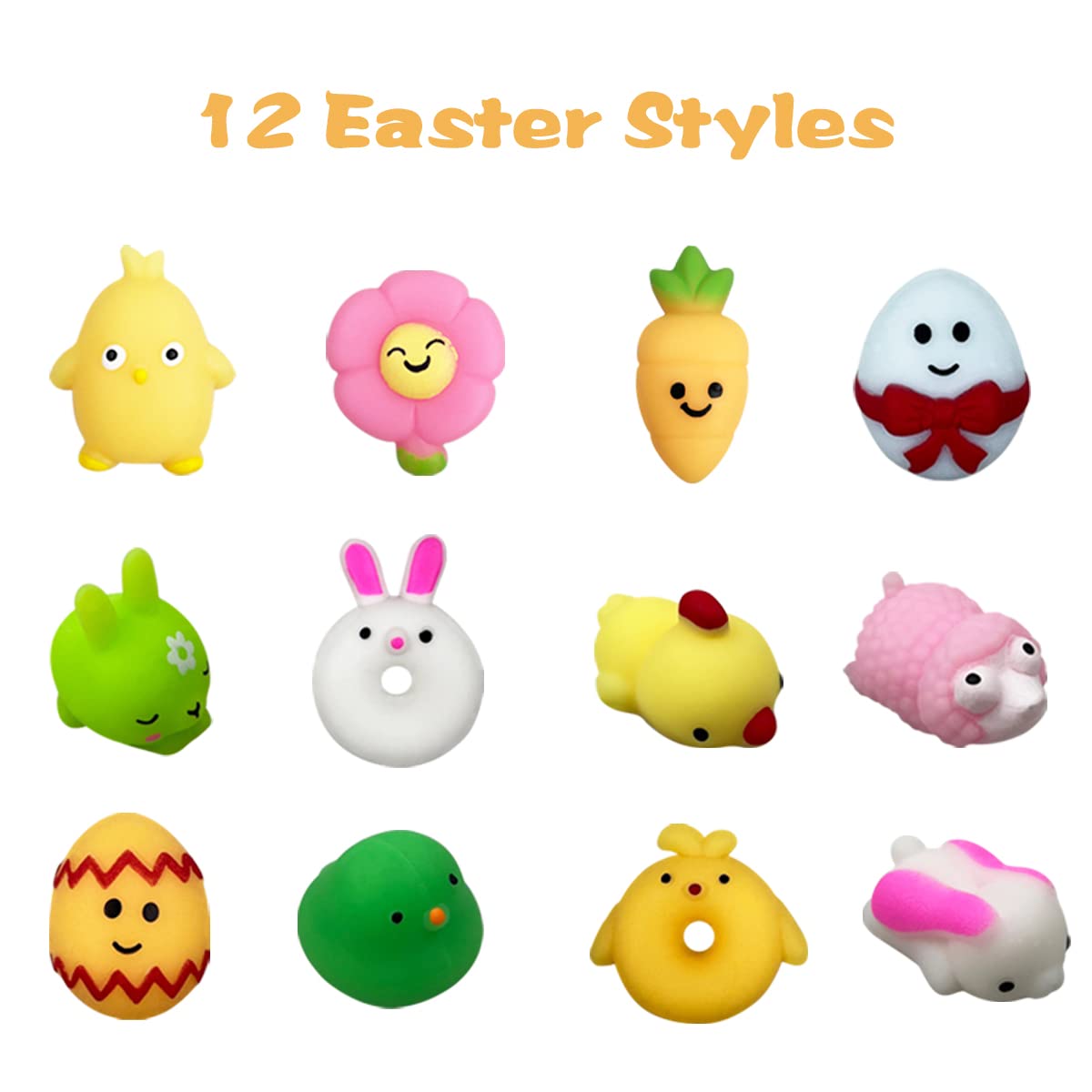 Pinkiwine 24-pack plastic eggs with mochi squishies inside