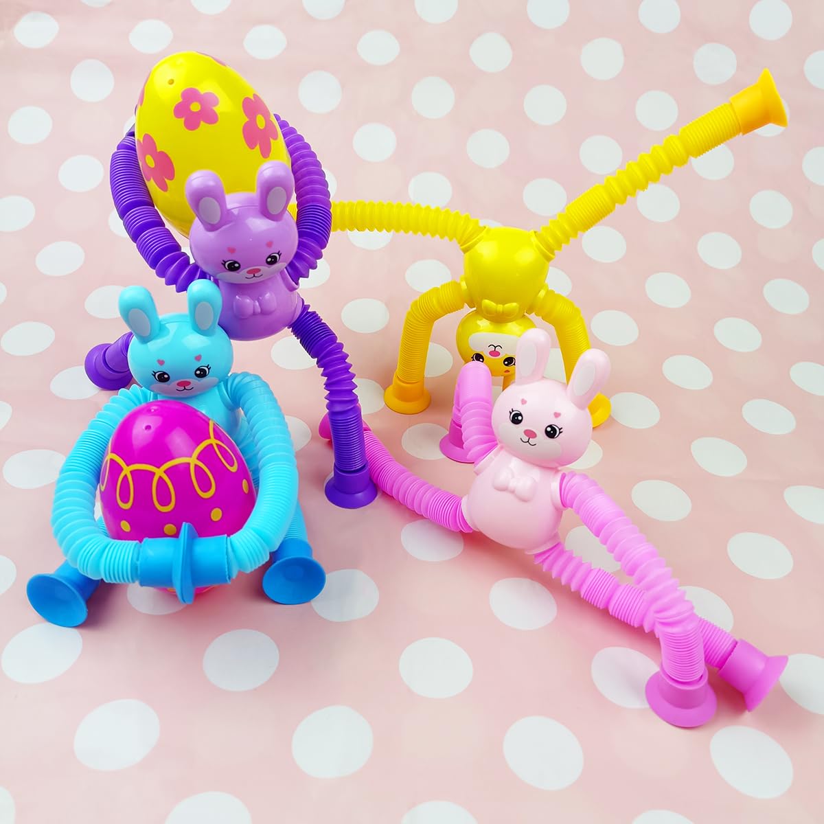 Bunny design pop tubes with suction cups for play